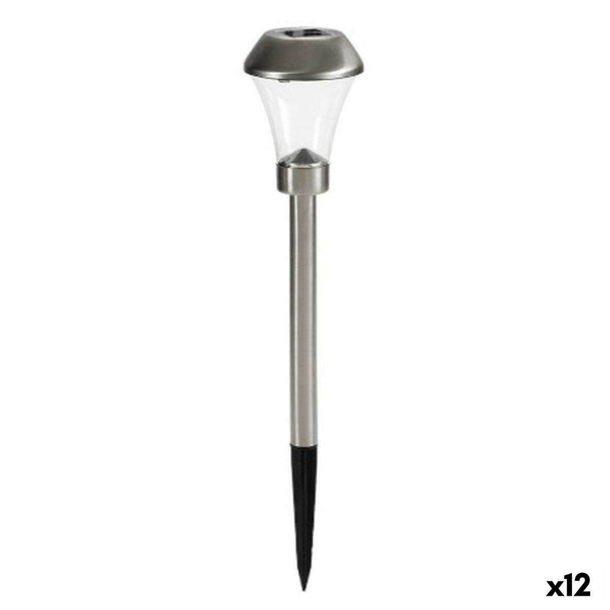 Baliza Ibergarden Plateado Acero Polipropileno 8,5 x 31 x 8,5 cm Cónico Carga solar (12 Unidades)