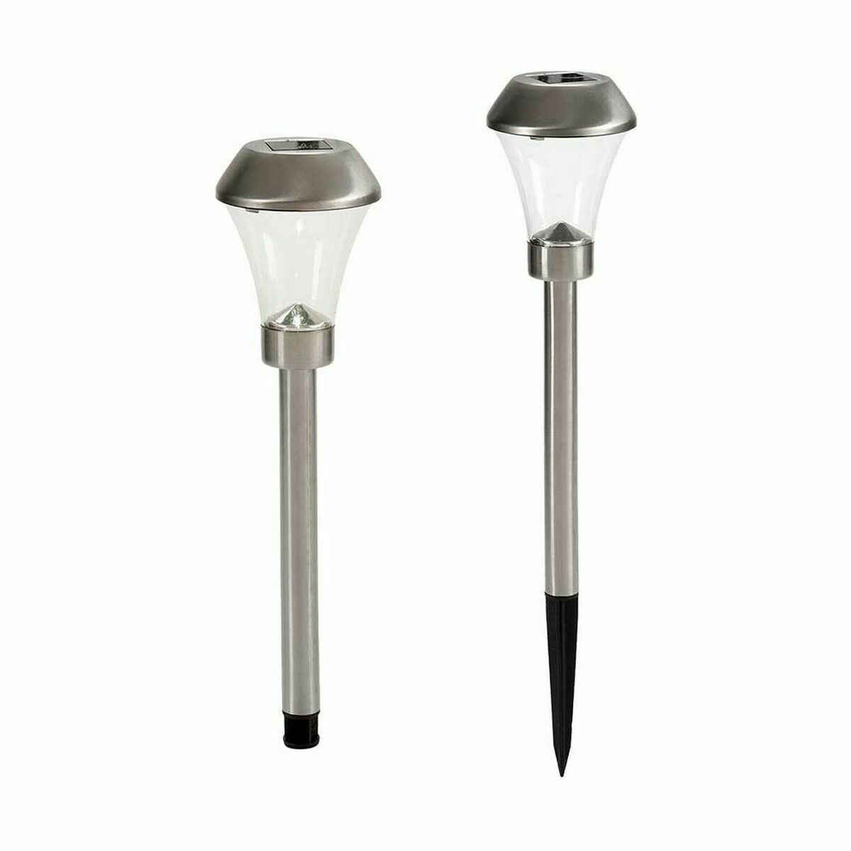 Baliza Ibergarden Plateado Acero Polipropileno 8,5 x 31 x 8,5 cm Cónico Carga solar (12 Unidades)