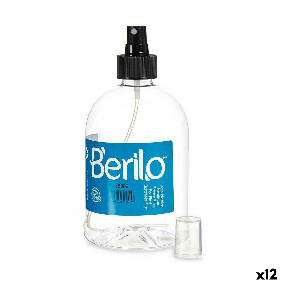 Rociador Berilo Negro Transparente Plástico 500 ml (12 Unidades)