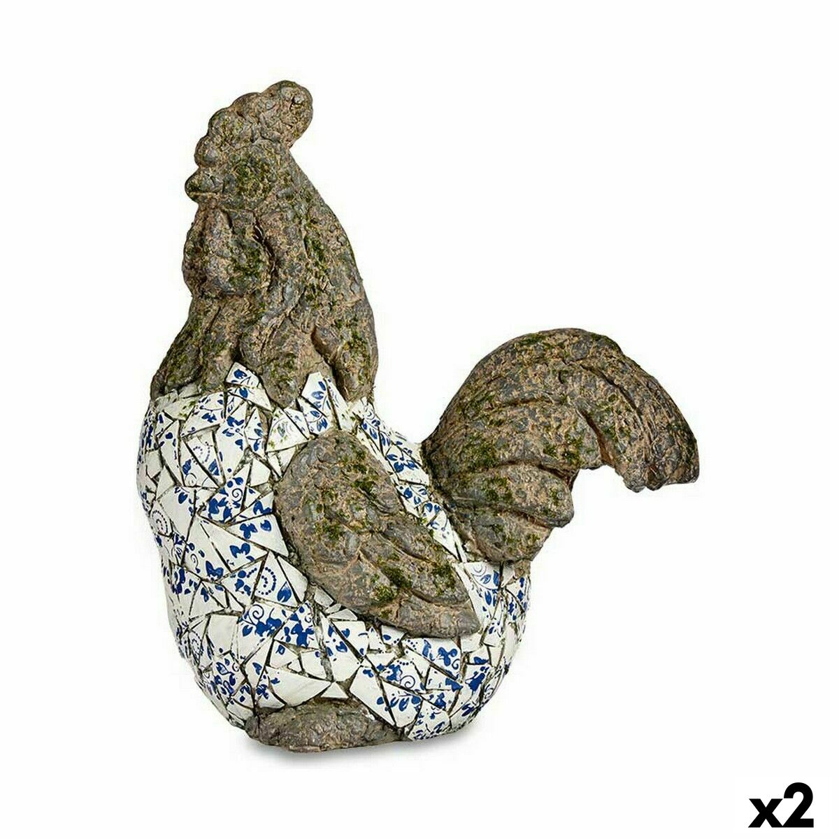 Figura Decorativa para Jardín Ibergarden Poliresina Gallo 22,5 x 46 x 41,5 cm (2 Unidades)