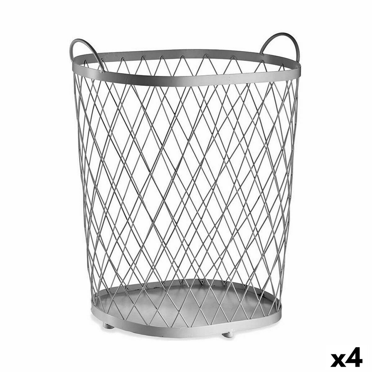 Cesto Gift Decor Plateado Plata Metal 40 L (4 Unidades)