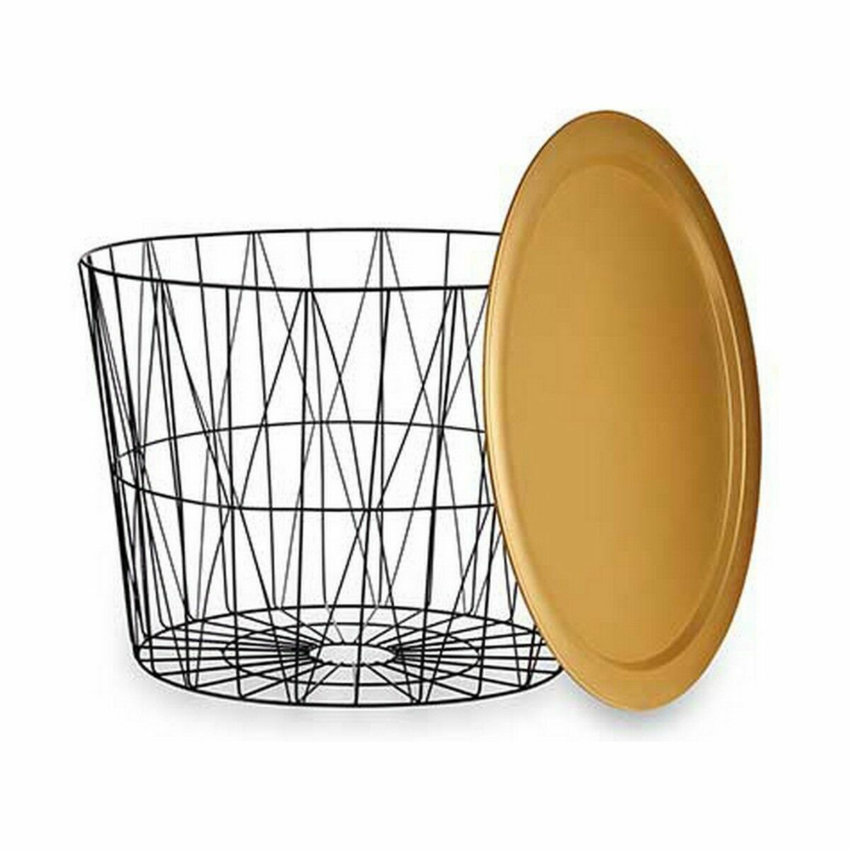 Mesa auxiliar Gift Decor Negro Dorado 62 x 45,5 x 62 cm (4 Unidades)