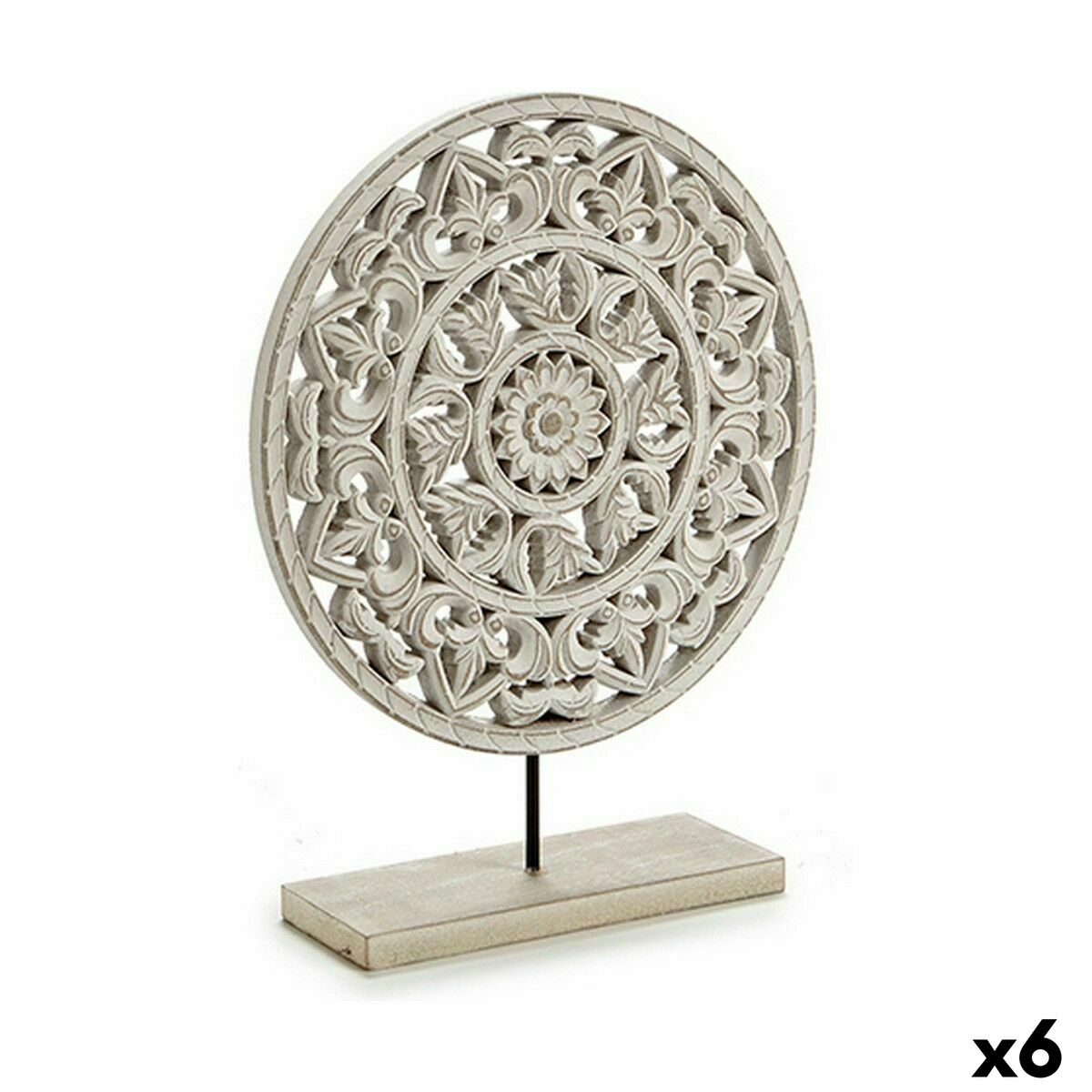 Figura Decorativa Gift Decor Blanco Mandala 30 x 36 x 7 cm (6 Unidades)