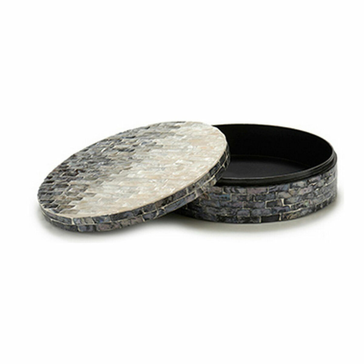 Caja Decorativa Gift Decor Blanco Negro Plateado Plata Nácar Aglomerado (4 Unidades)