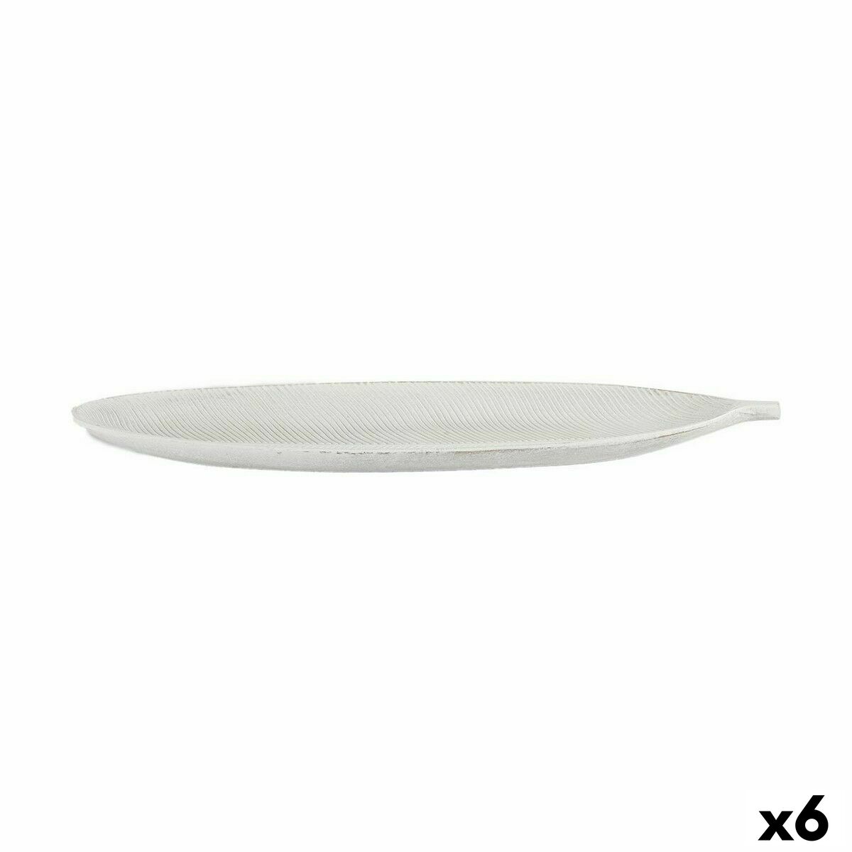 Centro de Mesa Gift Decor Blanco Madera MDF 49 x 2,7 x 17,3 cm Decoración Hoja de planta (6 Unidades)