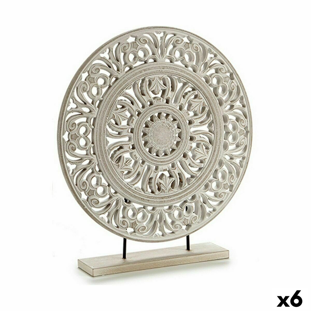 Figura Decorativa Gift Decor Blanco Mandala 7 x 49 x 44 cm 44 x 49 x 7 cm (6 Unidades)