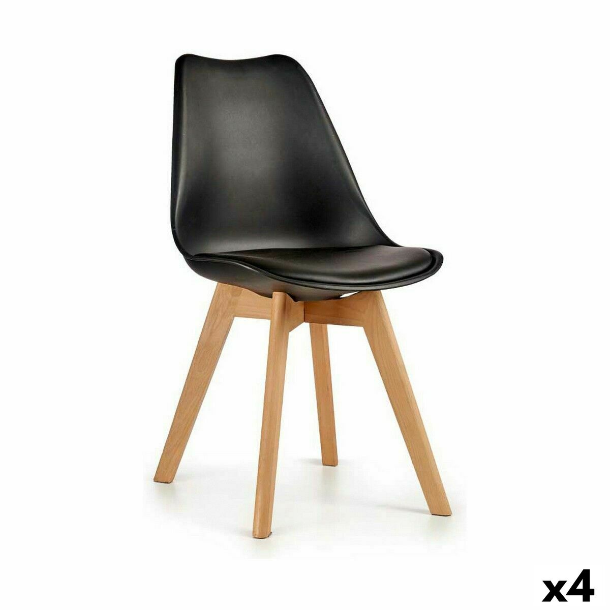 Silla de Comedor Gift Decor Marrón Negro Madera Plástico 42 x 80 x 50 cm (4 Unidades)