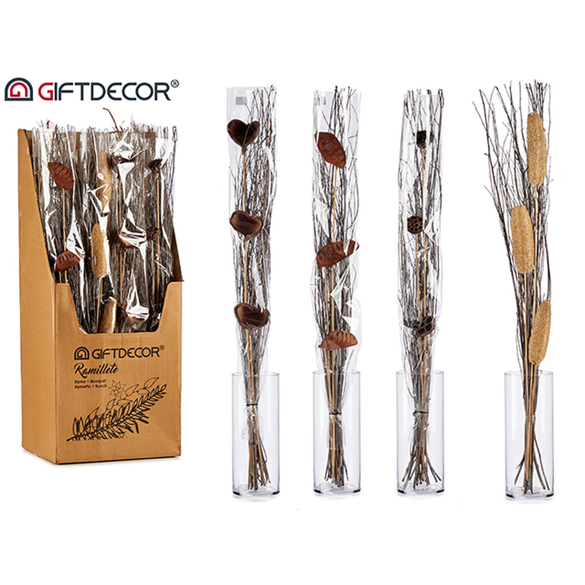 Ramilletes Gift Decor Gris Natural 100 cm 12 x 96 x 10 cm (24 Unidades)