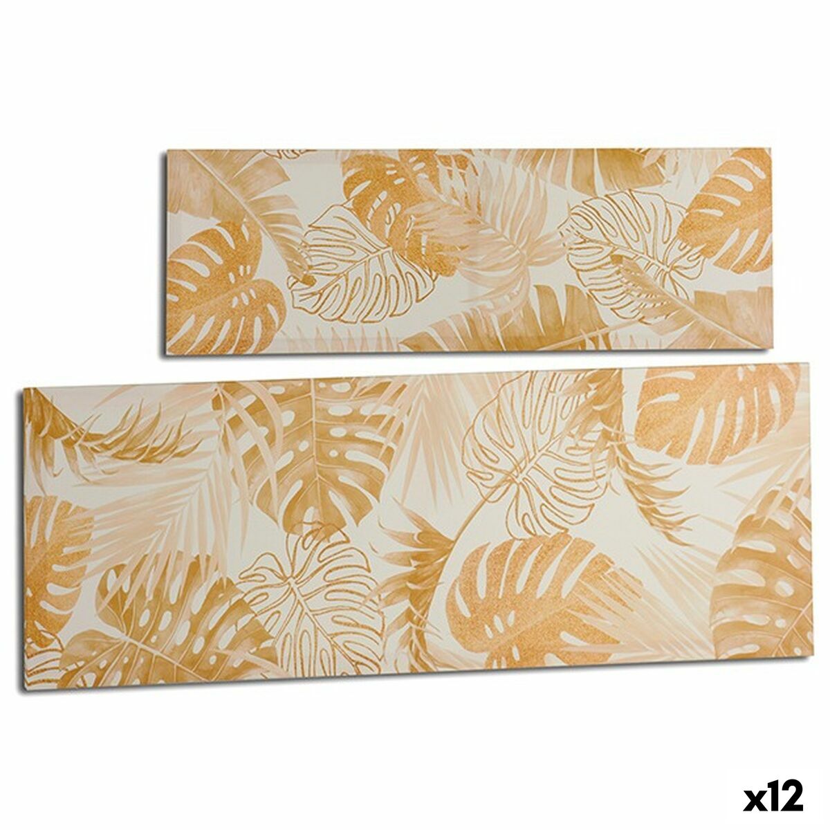Lienzo Gift Decor Dorado Hoja de planta 90 x 30 x 1,5 cm (12 Unidades)