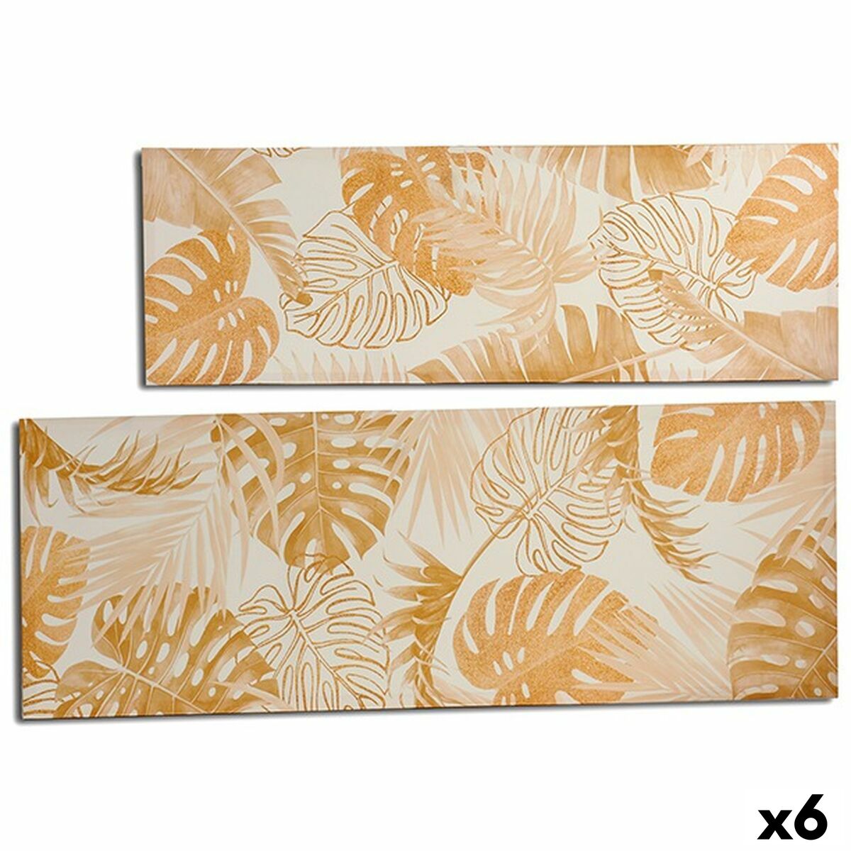 Lienzo Gift Decor Dorado Hoja de planta 135 x 45 x 1,5 cm (6 Unidades)