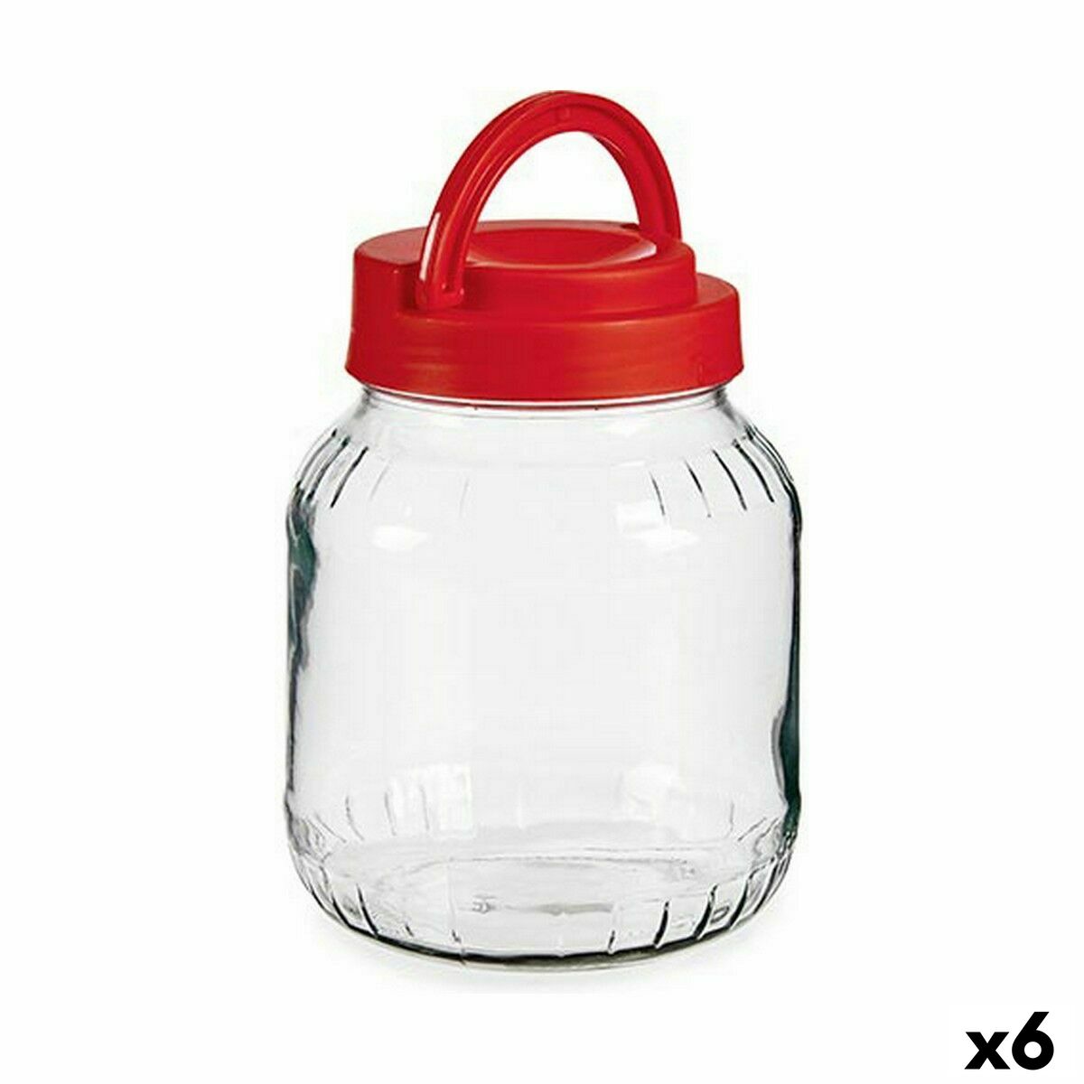 Tarro Vivalto Rojo Transparente 1,7 L Tapa con asa (6 Unidades)