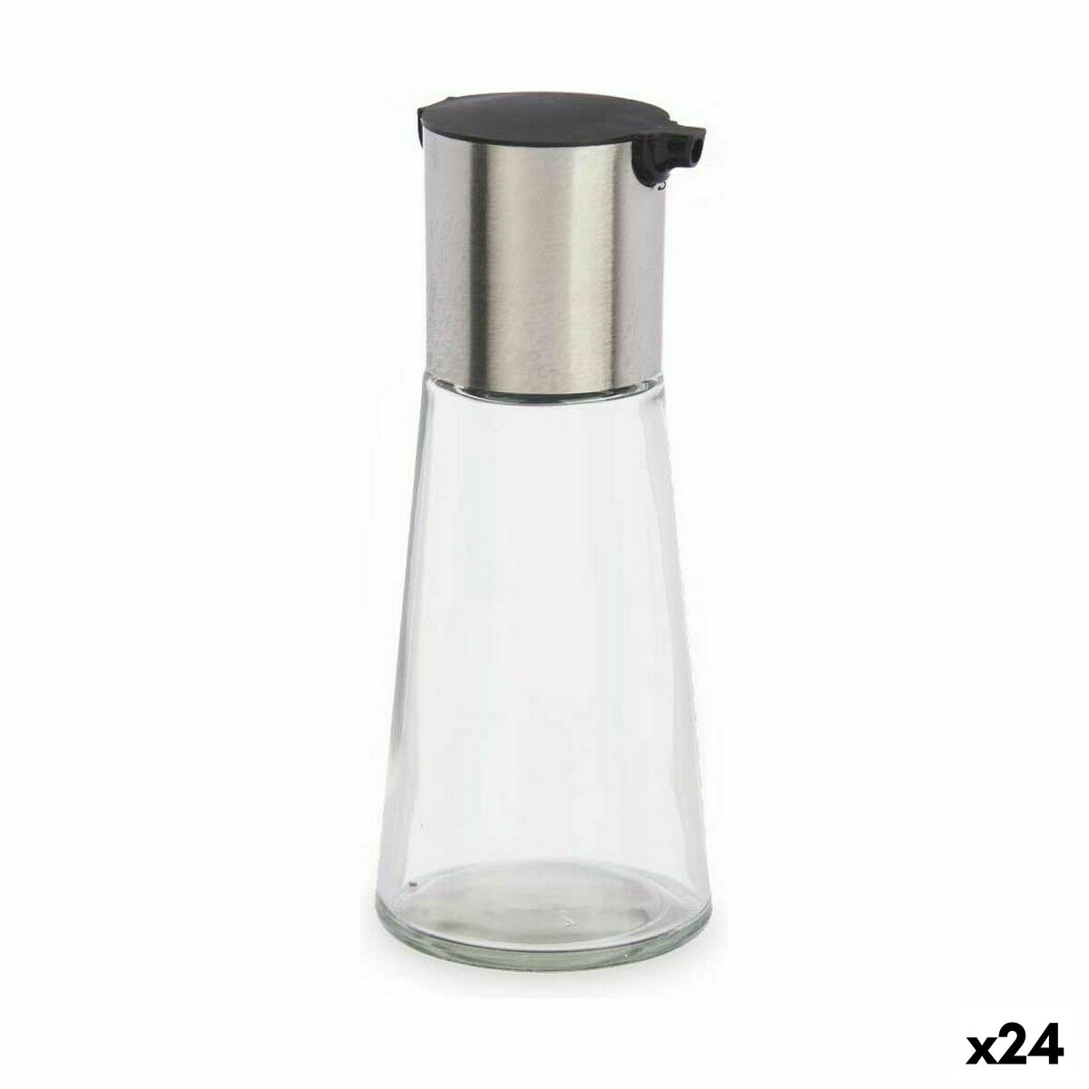 Aceitera Vivalto Transparente Plateado Plata Metal Vidrio Aluminio Polipropileno 230 ml 7 x 17 x 7 cm (24 Unidades)
