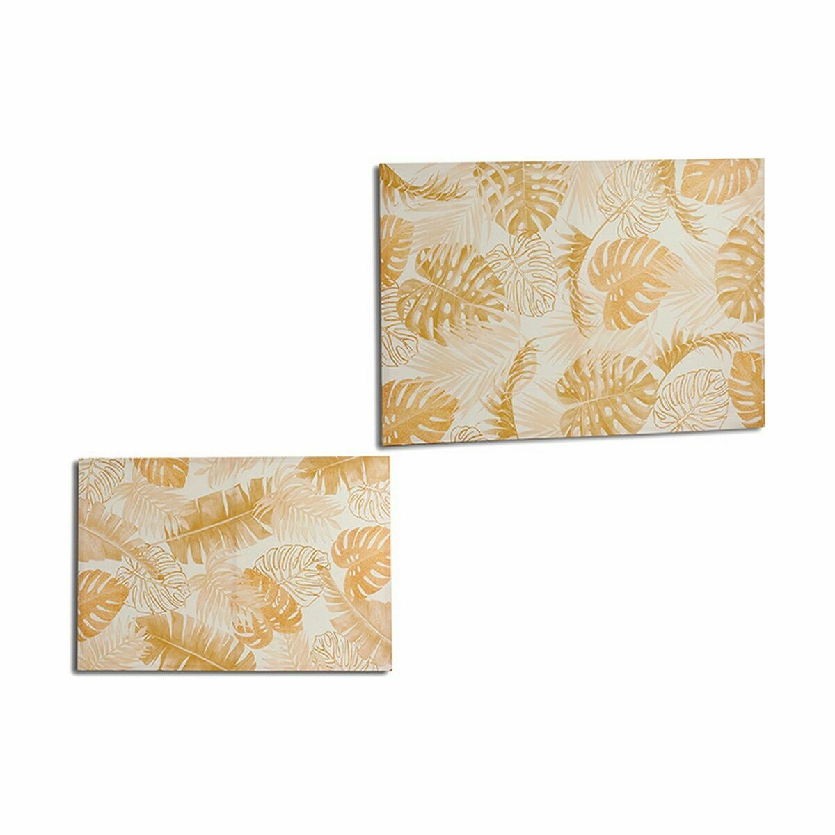 Lienzo Gift Decor Dorado Hoja de planta 120 x 80 x 2,5 cm (4 Unidades)
