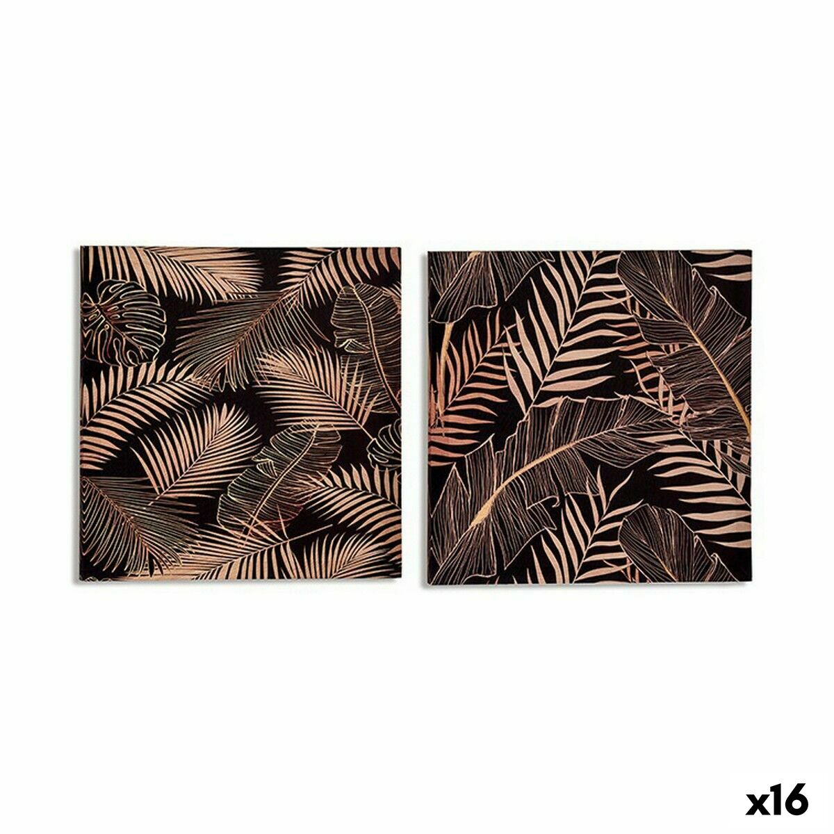 Lienzo Gift Decor Negro Hoja de planta 1,5 x 40 x 40 cm (16 Unidades)
