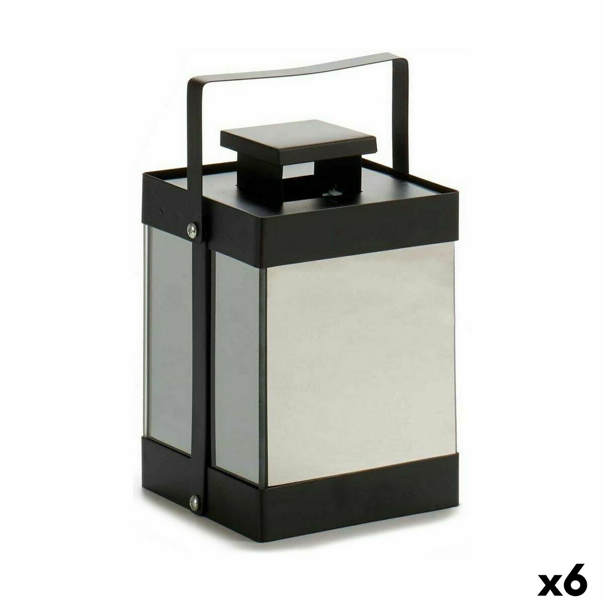 Farol LED Gift Decor Negro 12,5 x 18,5 x 12,5 cm Espejo (6 Unidades)