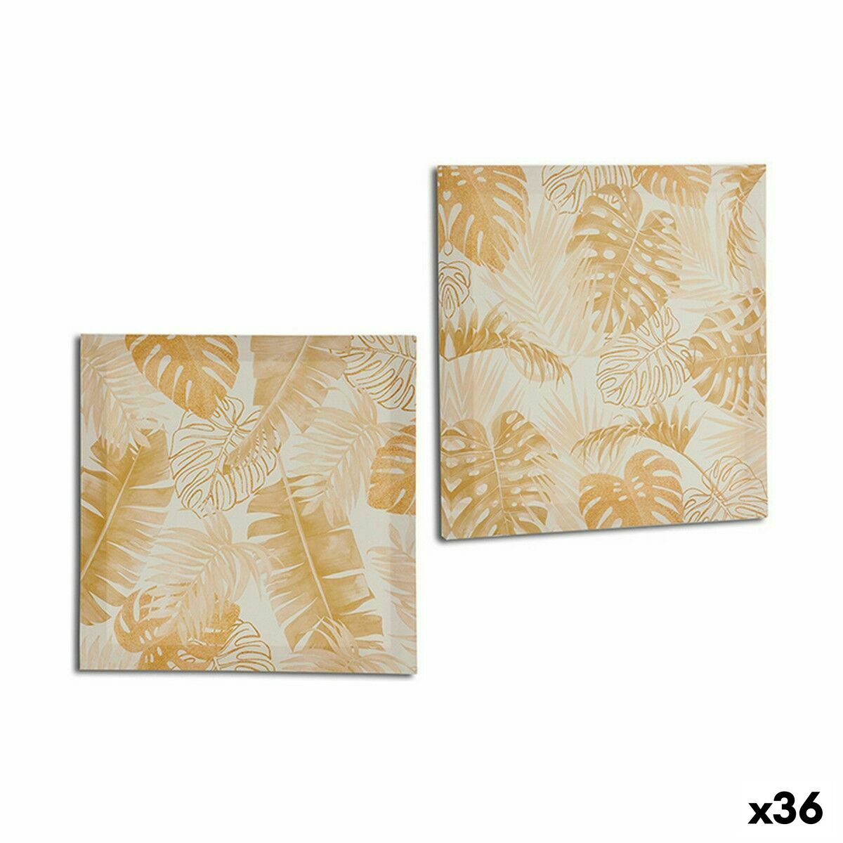 Lienzo Gift Decor Dorado Hoja de planta 28 x 28 x 1,5 cm (36 Unidades)