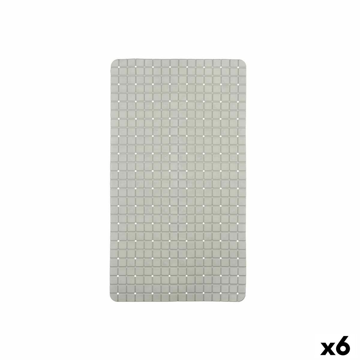 Alfombrilla Antideslizante para Ducha Berilo Gris PVC 67,7 x 38,5 x 0,7 cm Cuadros (6 Unidades)