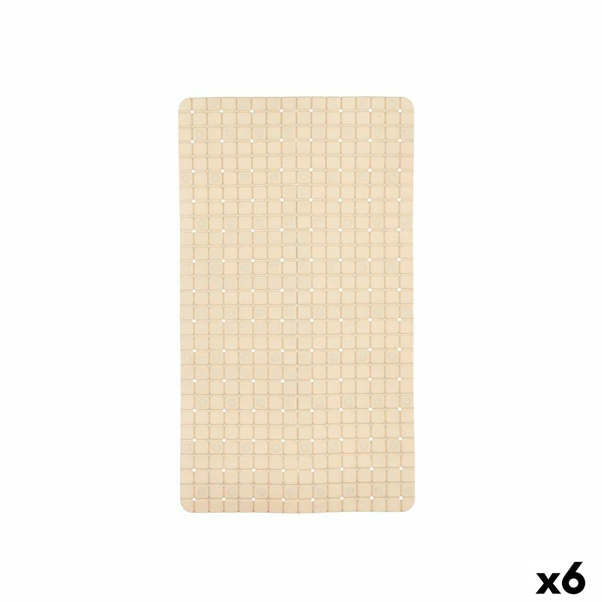 Alfombrilla Antideslizante para Ducha Berilo Beige PVC 67,7 x 38,5 x 0,7 cm Cuadros (6 Unidades)