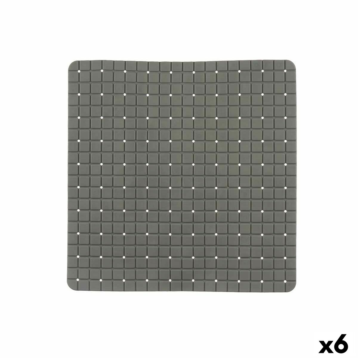 Alfombrilla Antideslizante para Ducha Berilo Gris PVC 6 x 50 x 6 cm 50,3 x 50,3 x 0,7 cm Cuadros (6 Unidades)