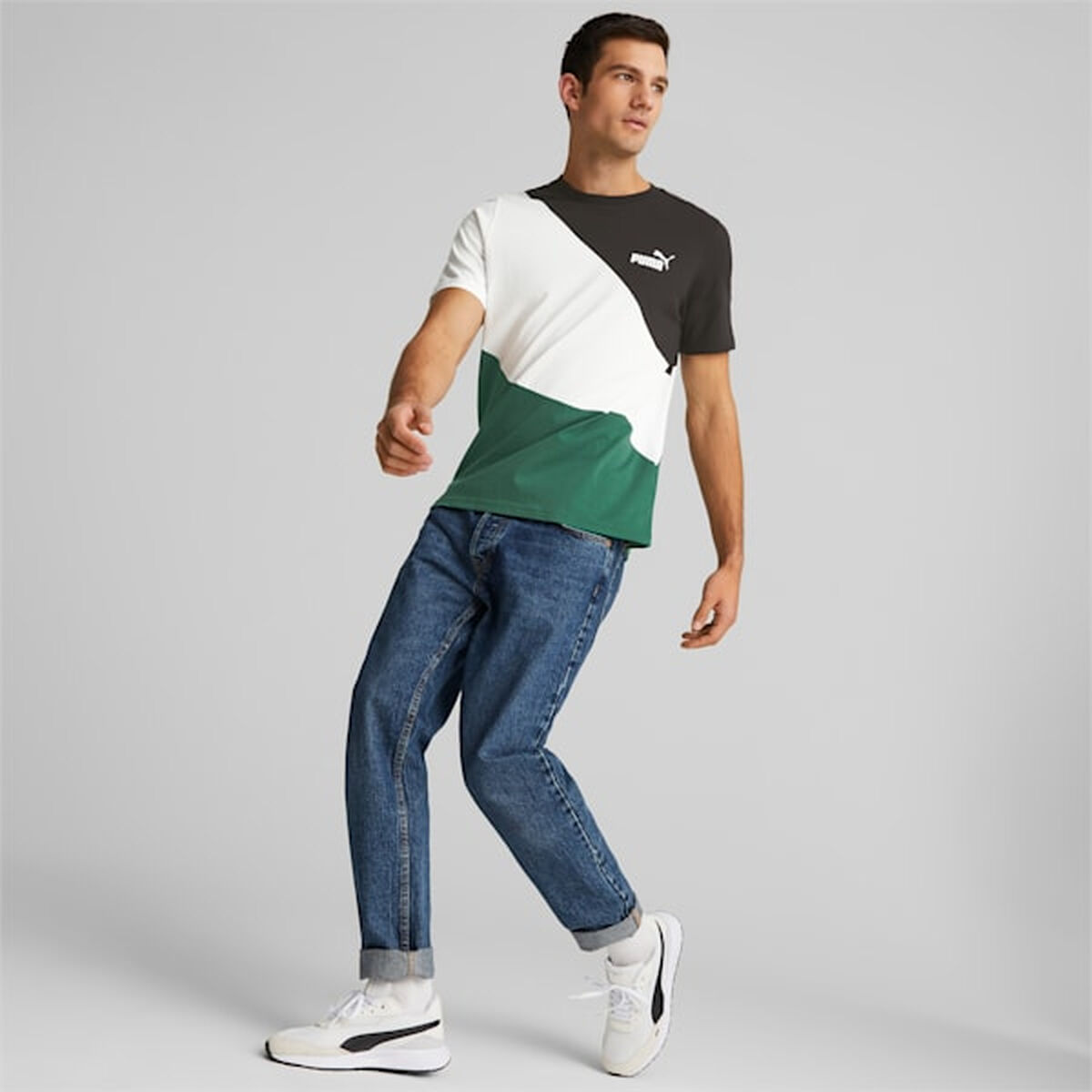 Camiseta Puma Power Cat Verde Hombre