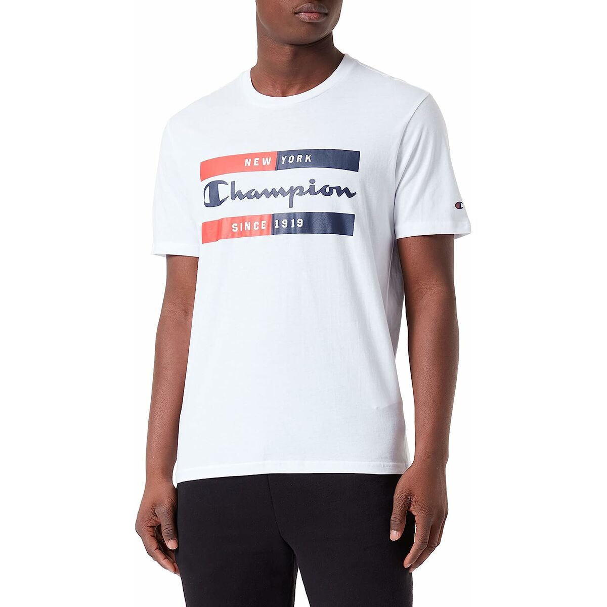 Camiseta de Manga Corta Hombre Champion Crewneck Blanco