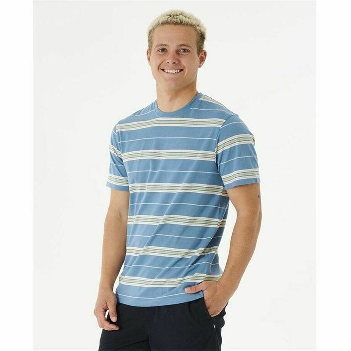 Camiseta Rip Curl Surf Revival Stripe Aguamarina Hombre