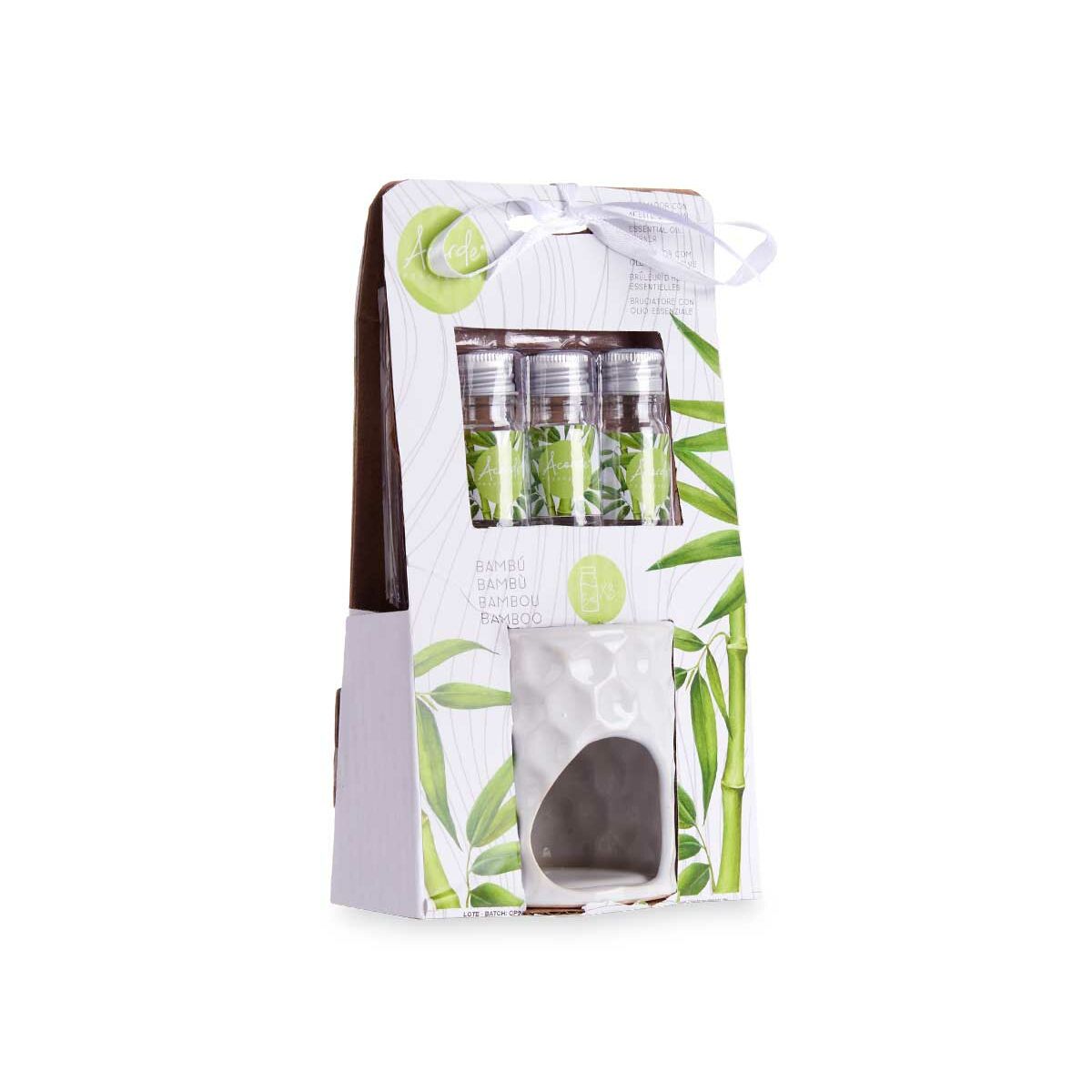Quemador de esencias Acorde Bambú 11 x 19,8 x 6,5 cm Aceite Esencial (12 Unidades)