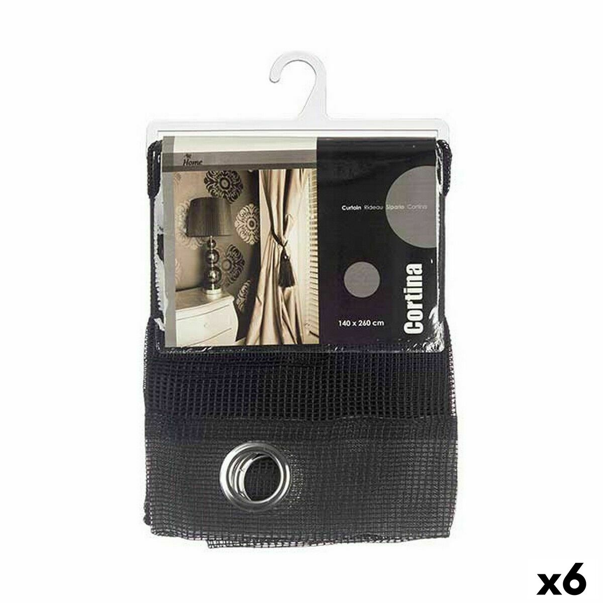Cortina Gift Decor Negro 140 x 260 cm Rejilla (6 Unidades)