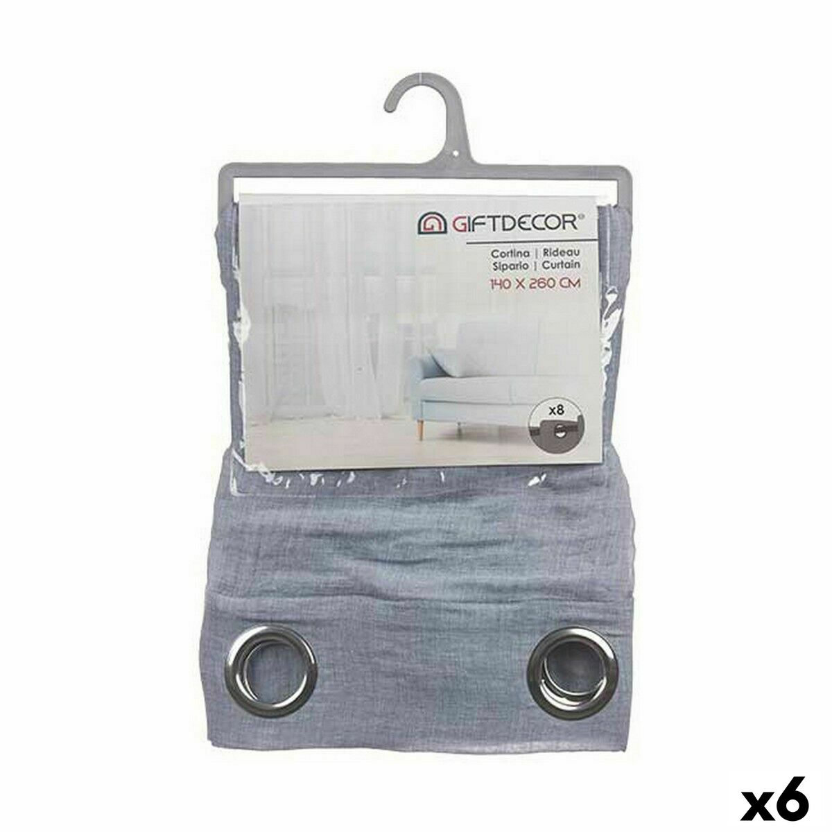 Cortina Gift Decor Azul 140 x 0,1 x 260 cm (6 Unidades)