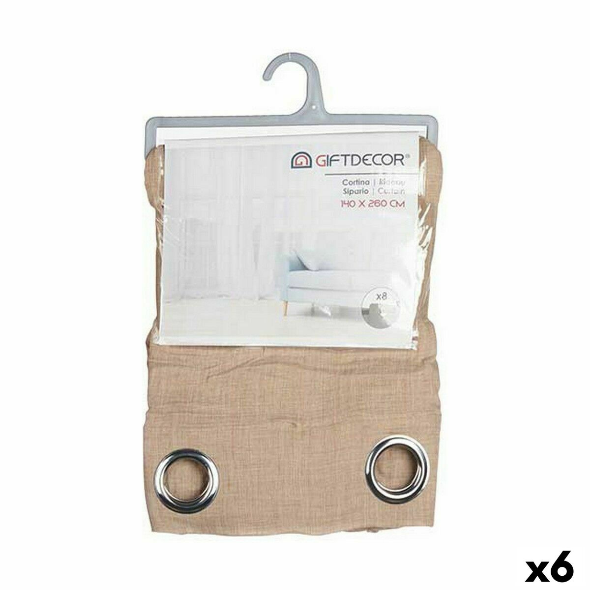 Cortina Gift Decor Beige 140 x 0,1 x 260 cm (6 Unidades)