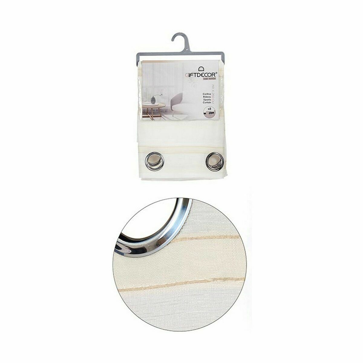 Cortina Gift Decor Beige 140 x 0,1 x 260 cm Rayas (6 Unidades)
