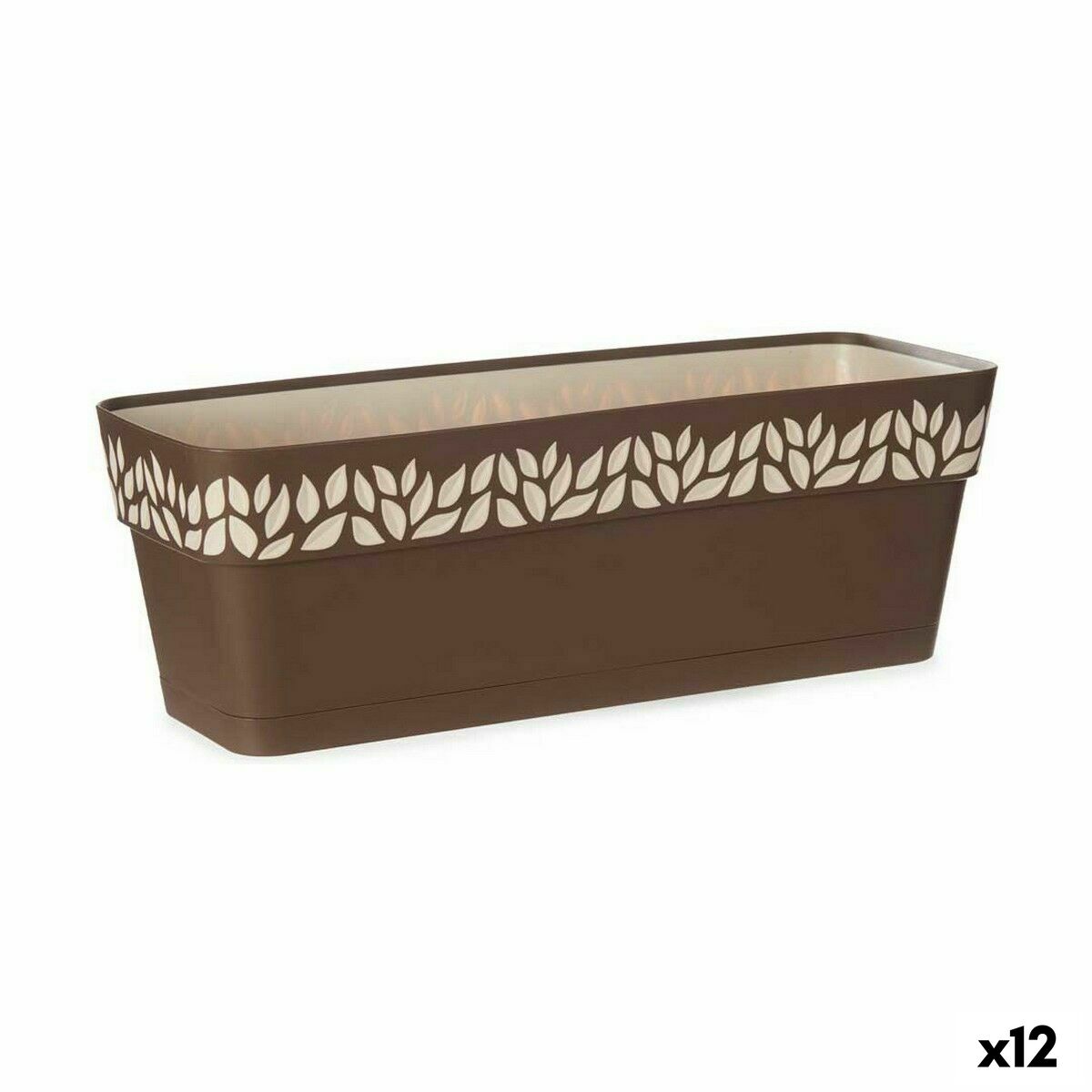 Jardinera Stefanplast Cloe Marrón Plástico 49,5 x 17 x 19 cm (12 Unidades)