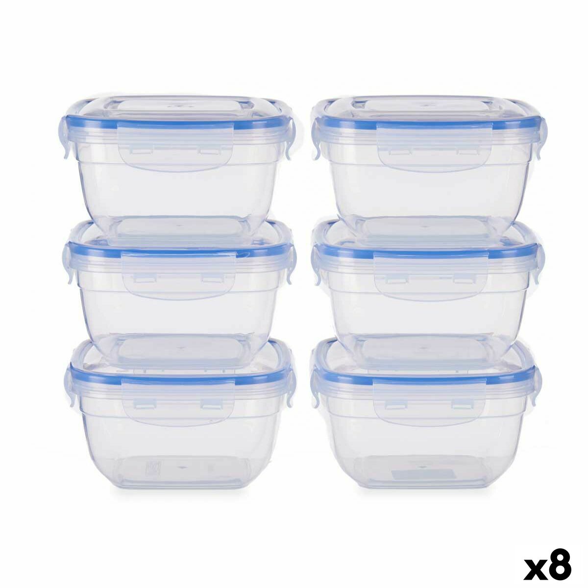 Set de Fiambreras Leknes Azul Transparente Polipropileno Plástico 900 ml Hermético (8 Unidades)
