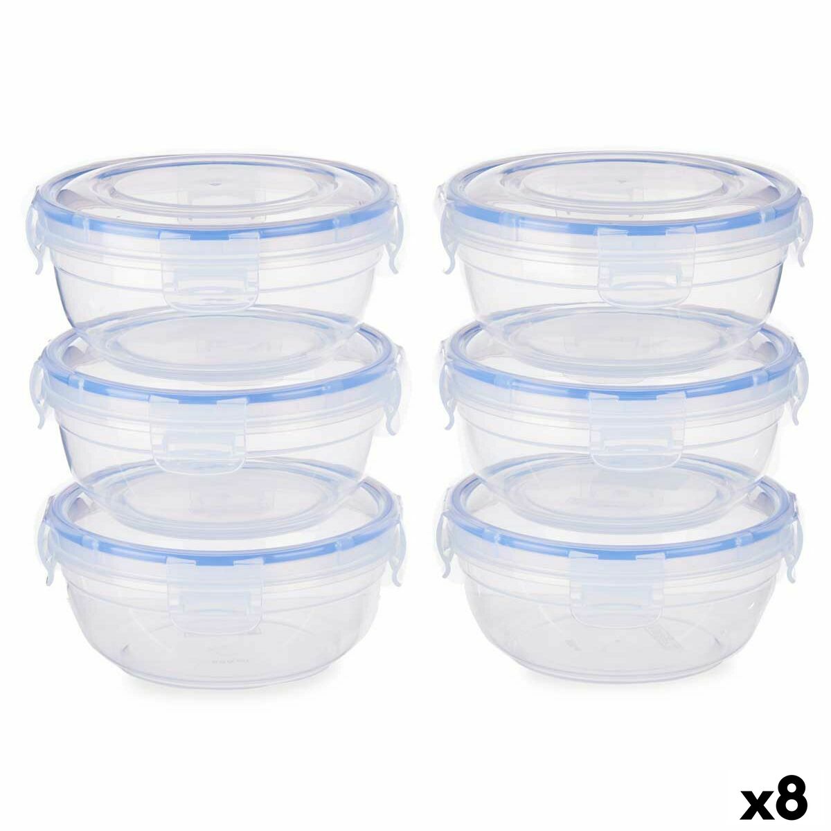 Set de Fiambreras Leknes Azul Transparente Polipropileno Plástico 800 ml Hermético (8 Unidades)