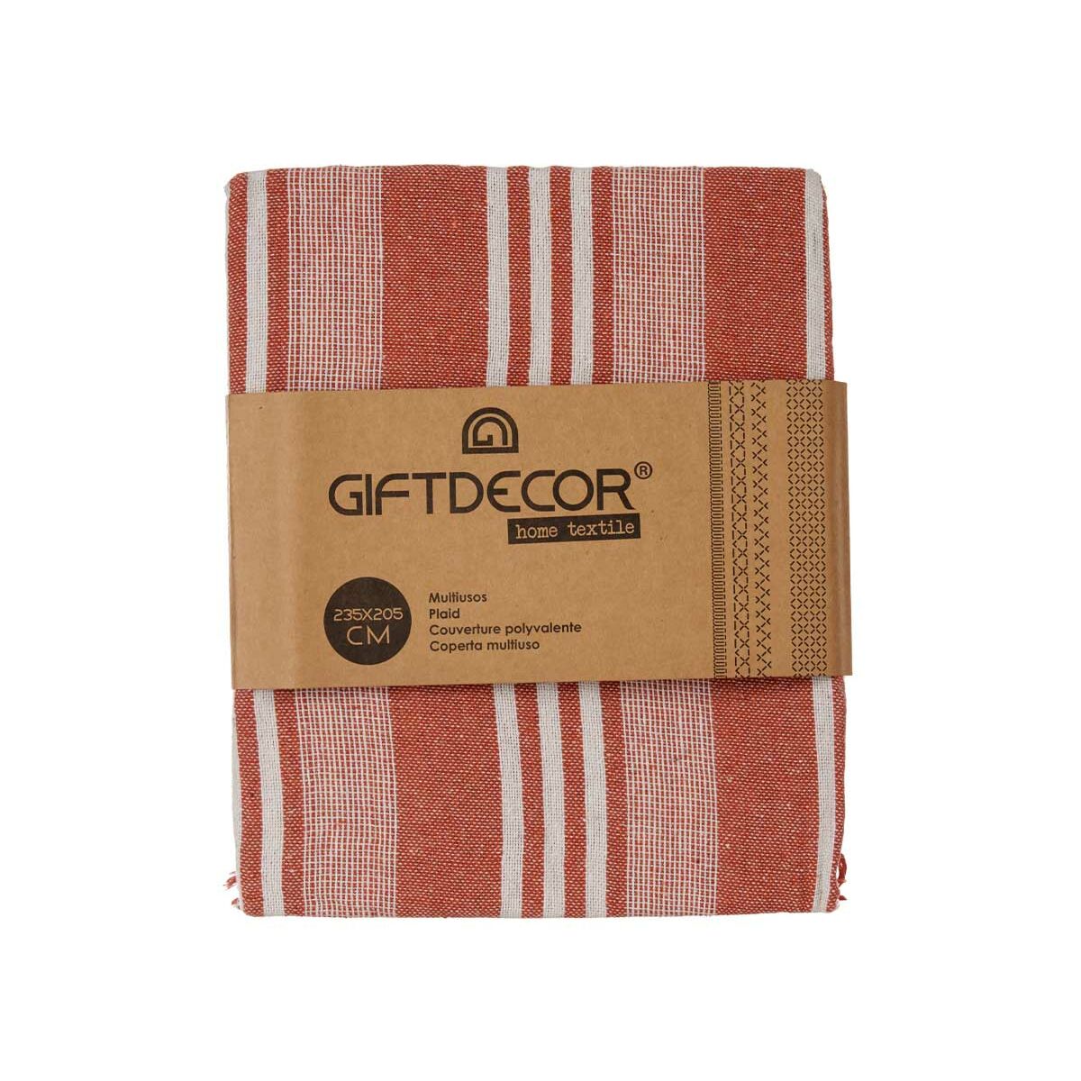 Foulard Multiusos Gift Decor Blanco Rojo 235 x 205 cm Rayas (8 Unidades)