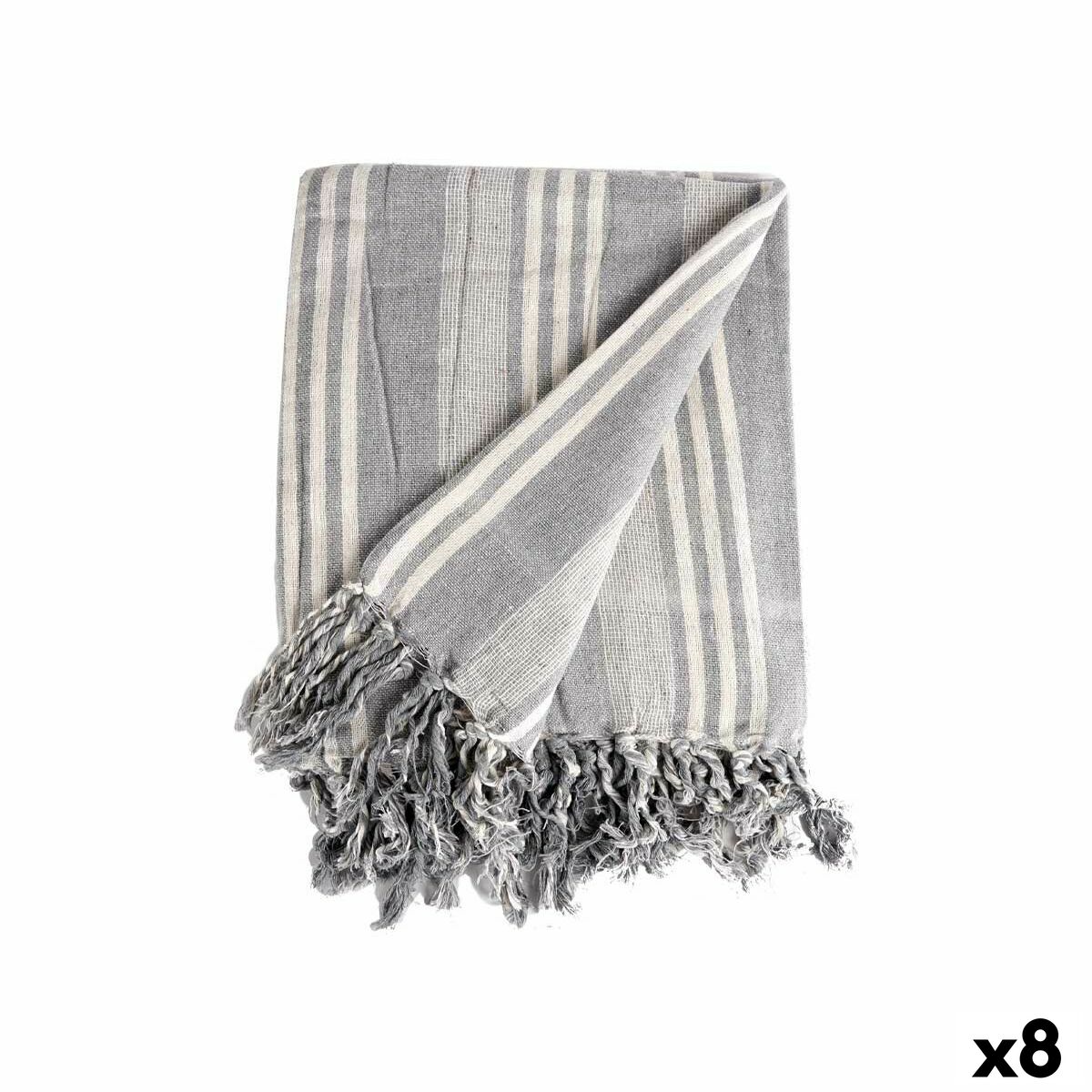 Foulard Multiusos Gift Decor Blanco Gris 235 x 205 cm Rayas (8 Unidades)
