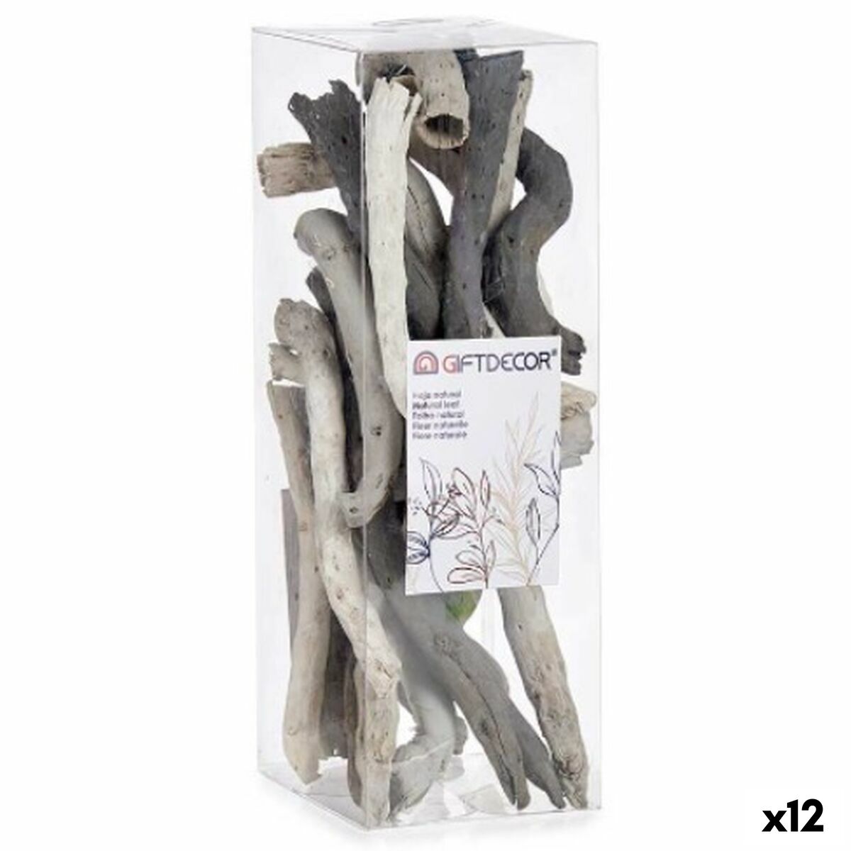 Tronco Decorativo Gift Decor Gris 9 x 27 x 9 cm (12 Unidades)