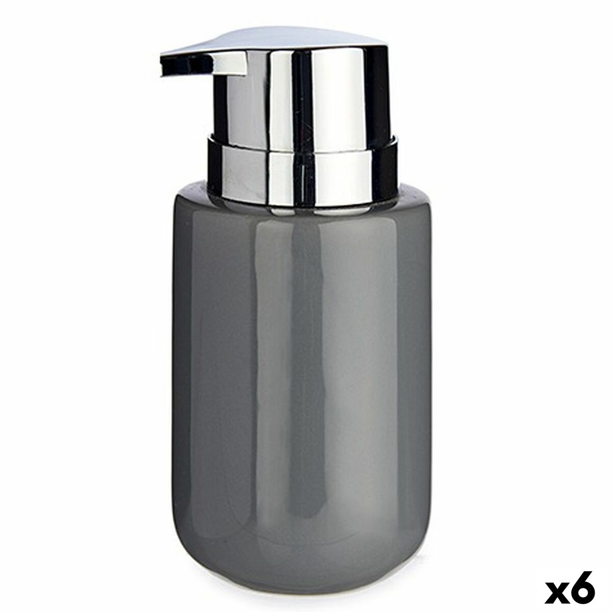 Dispensador de Jabón Berilo Gris Plateado Metal Cerámica 350 ml 7 x 14,5 x 8,5 cm (6 Unidades)