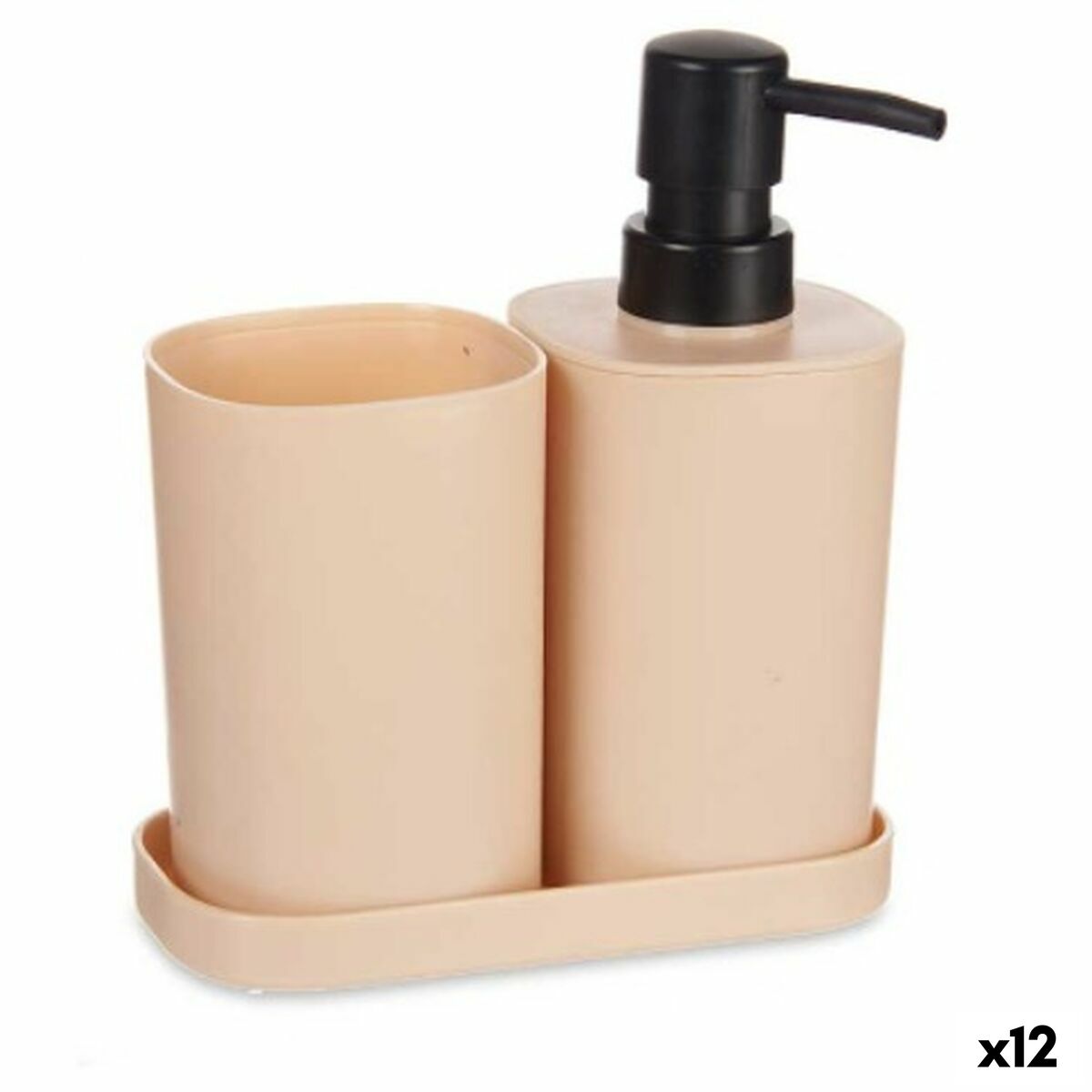 Set de Baño Berilo Negro Beige Polipropileno (12 Unidades)