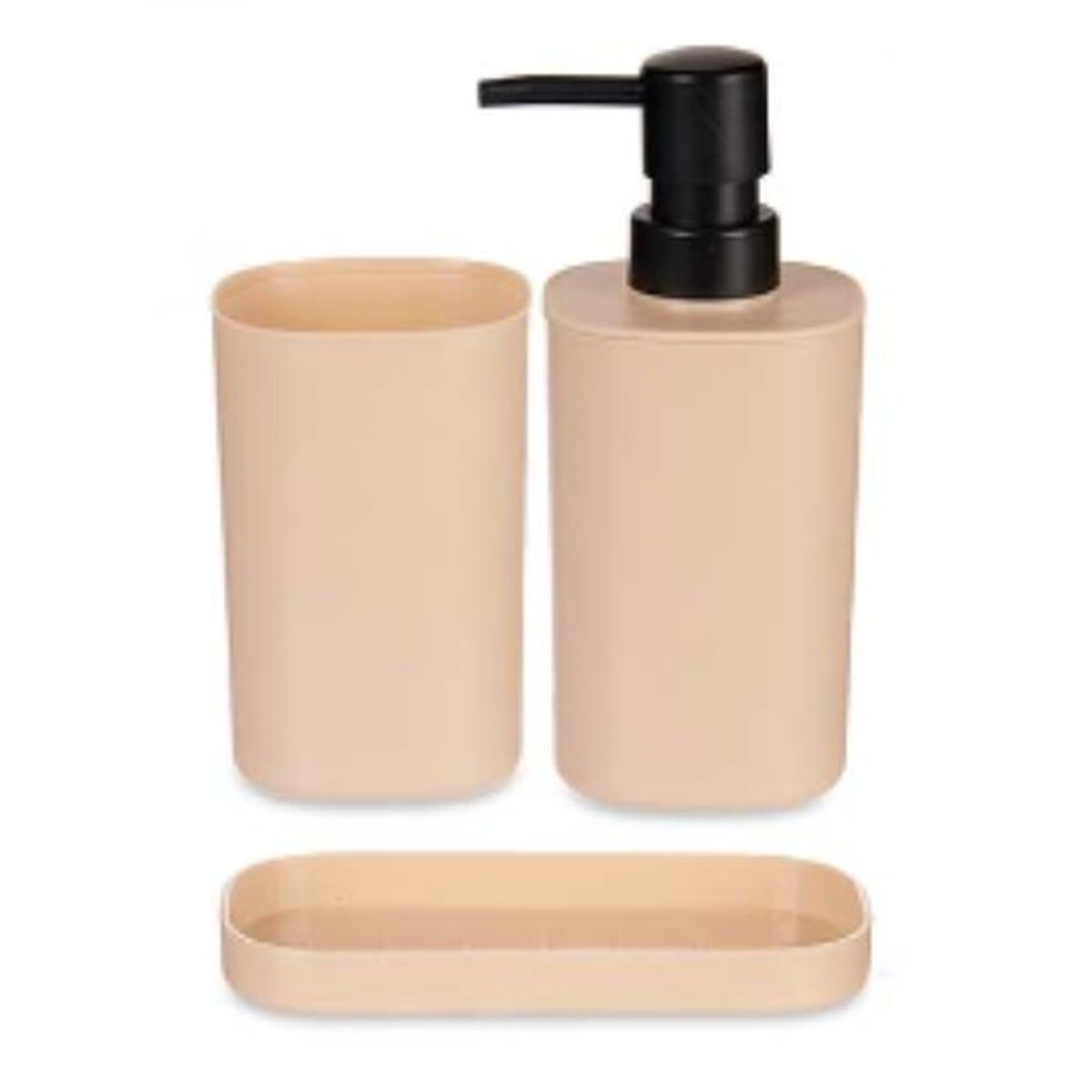 Set de Baño Berilo Negro Beige Polipropileno (12 Unidades)