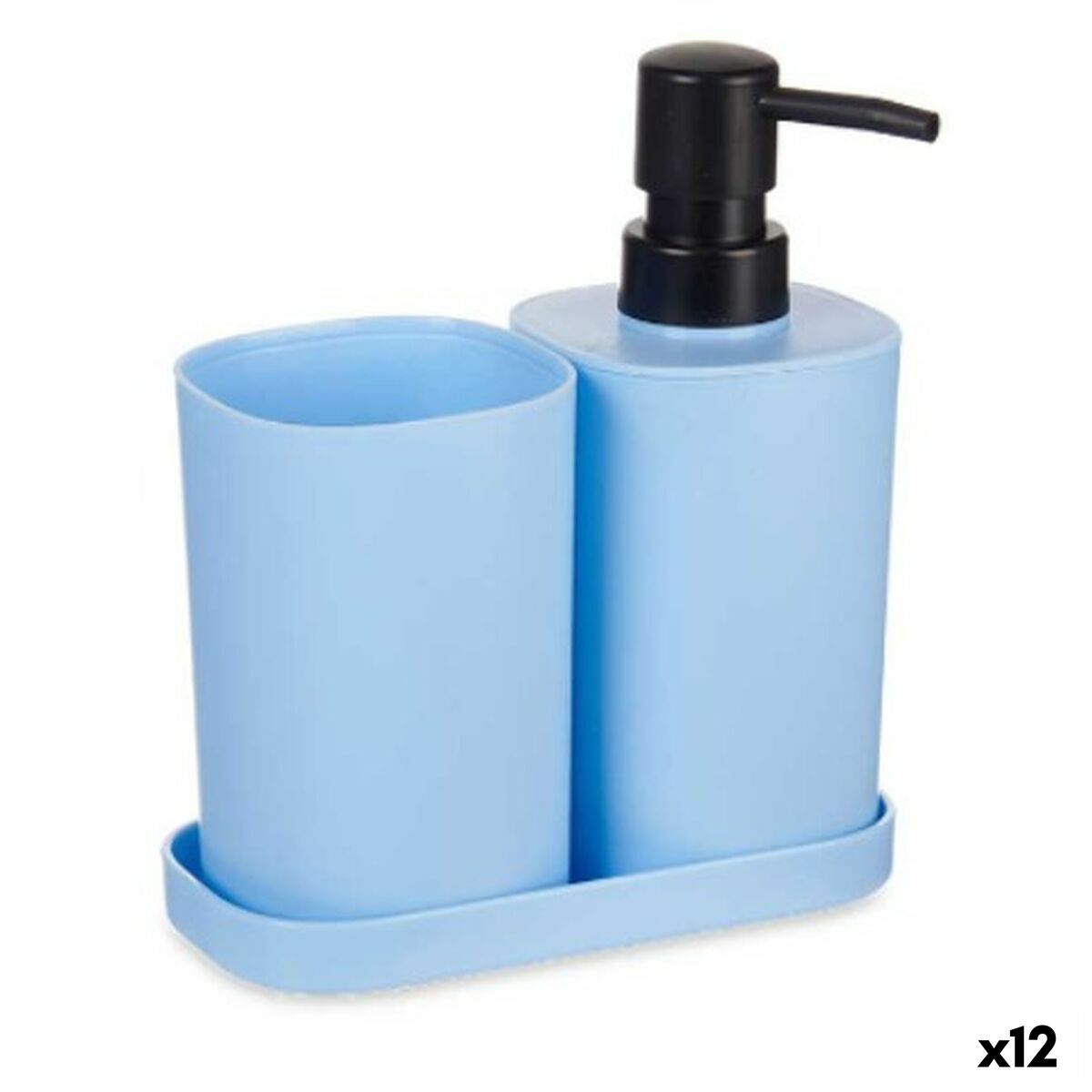 Set de Baño Berilo Azul Negro Polipropileno (12 Unidades)