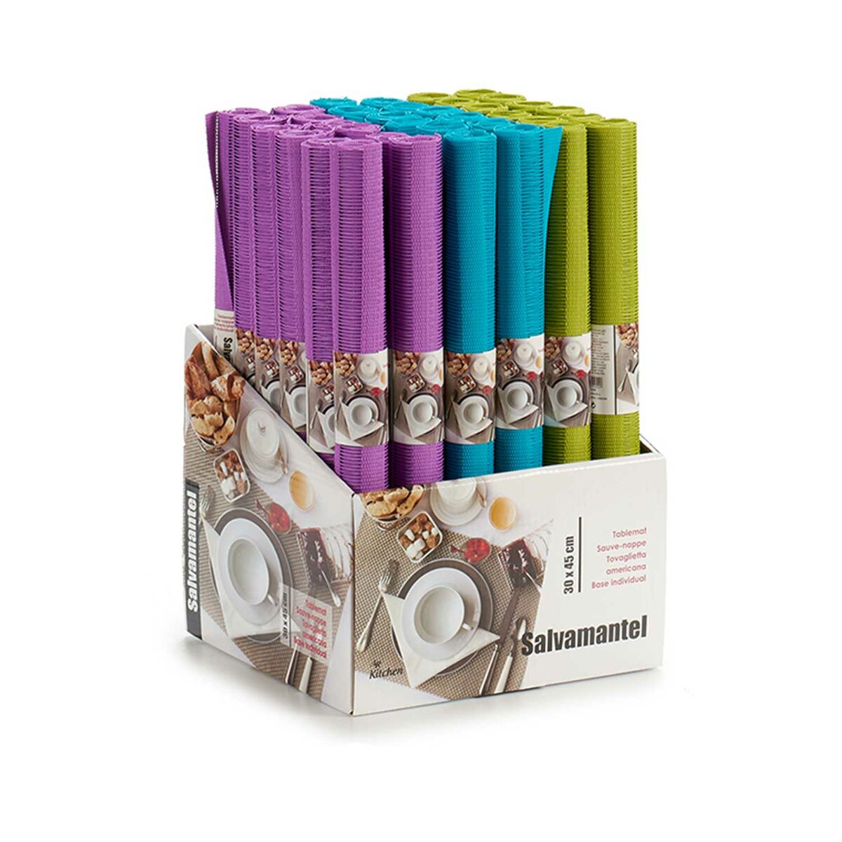 Salvamantel Kinvara Azul Verde Morado 45 x 30 x 0,1 cm 3 x 30,5 x 3 cm (36 Unidades)