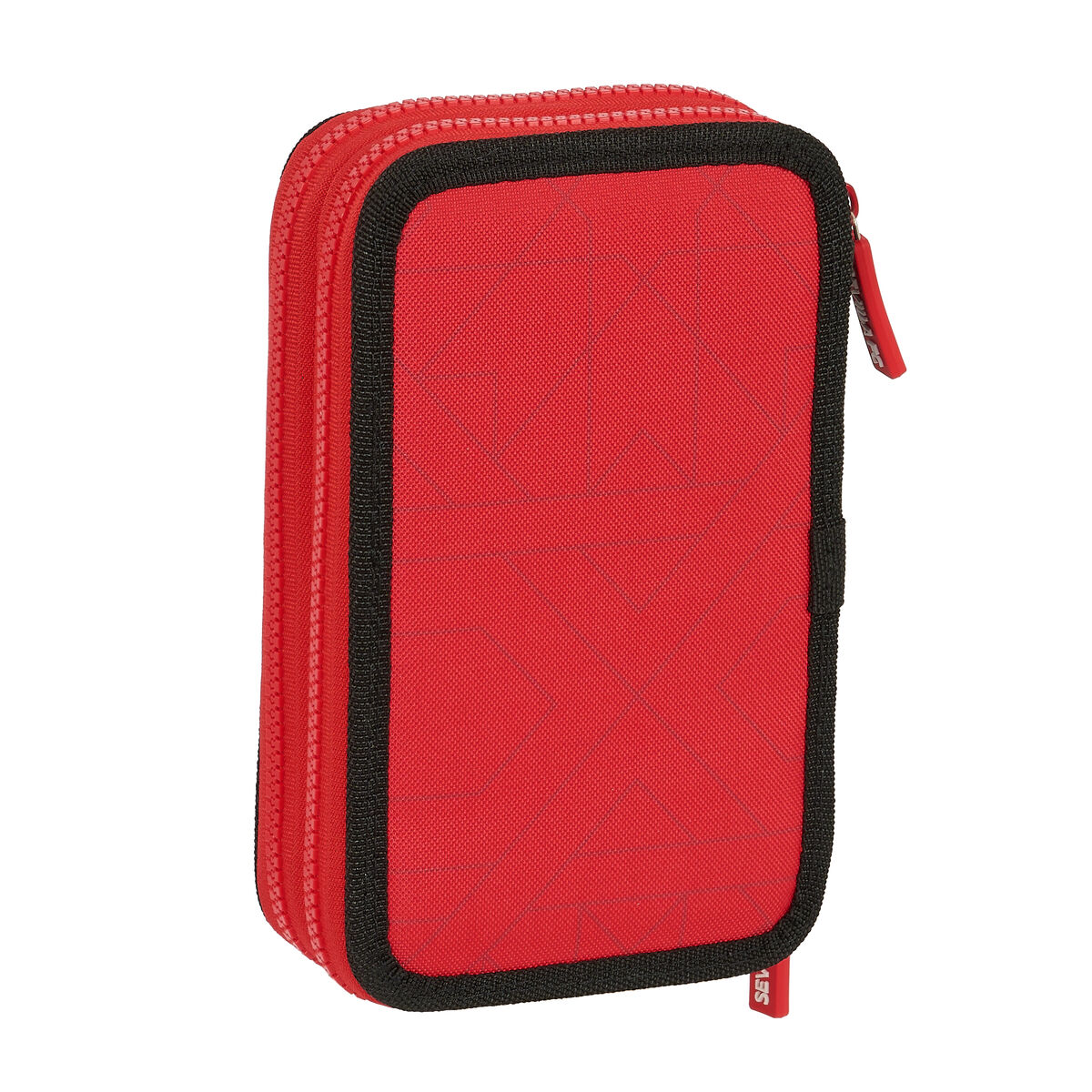 Plumier Doble Sevilla Fútbol Club Negro Rojo 12.5 x 19.5 x 4 cm (28 piezas)