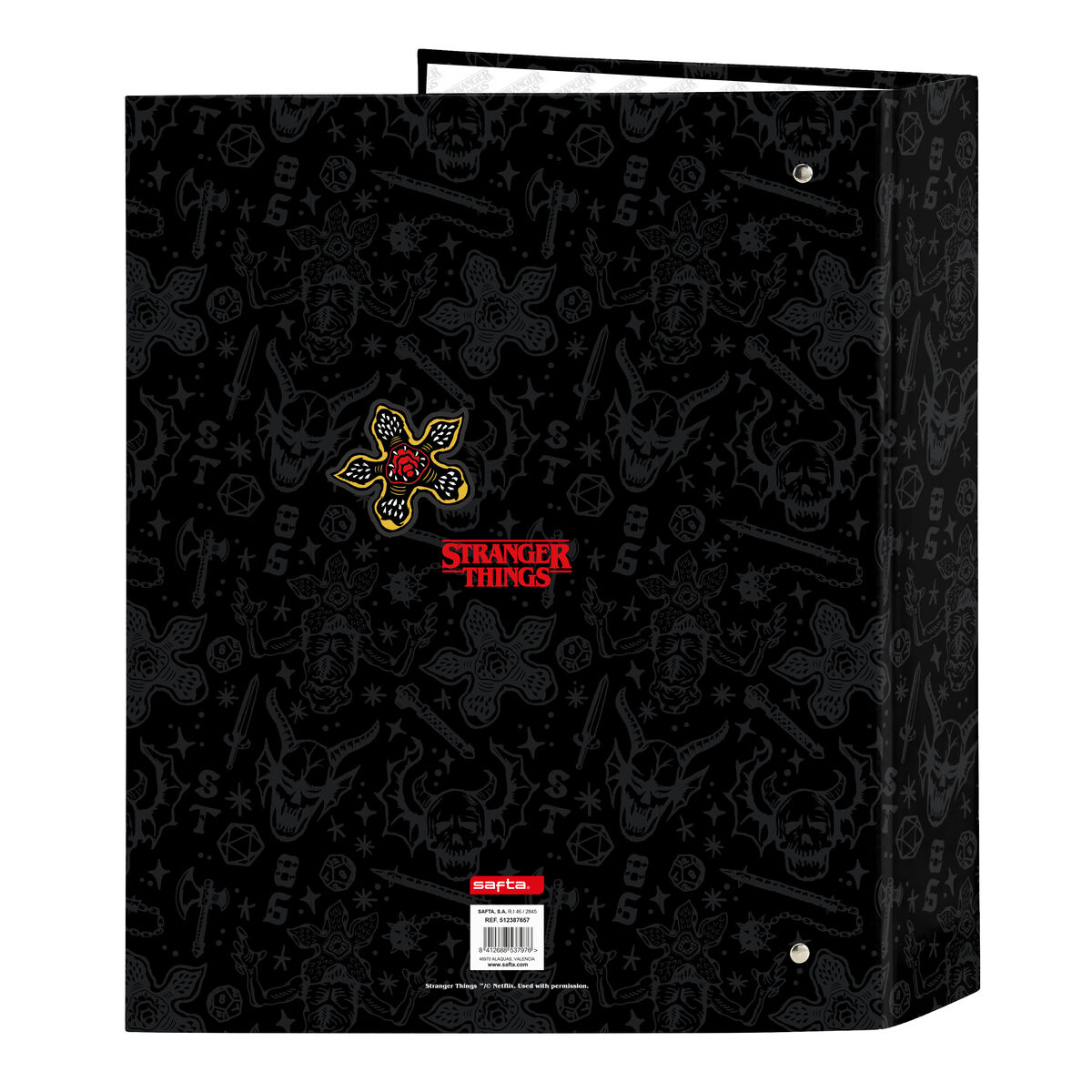 Carpeta de anillas Stranger Things Negro A4 27 x 33 x 6 cm