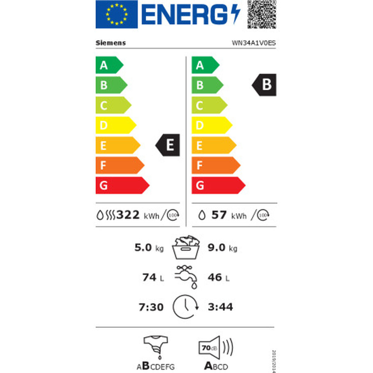 Lavadora - Secadora Siemens AG WN34A1V0ES 1400 rpm