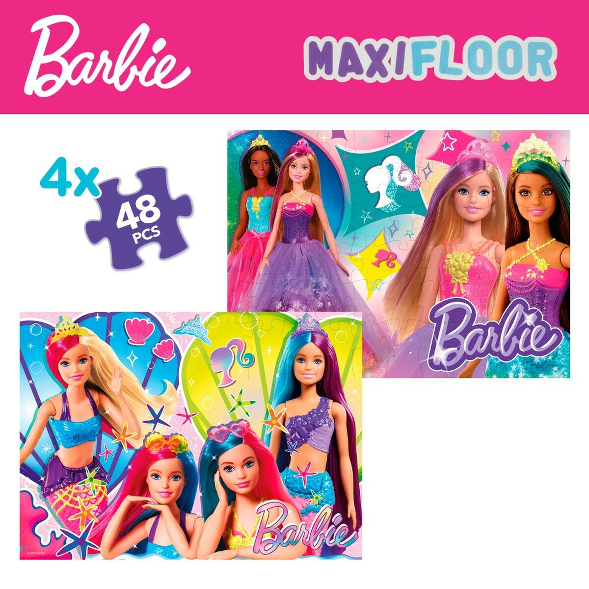 Set de 4 Puzzles Barbie MaxiFloor 192 Piezas 35 x 1,5 x 25 cm