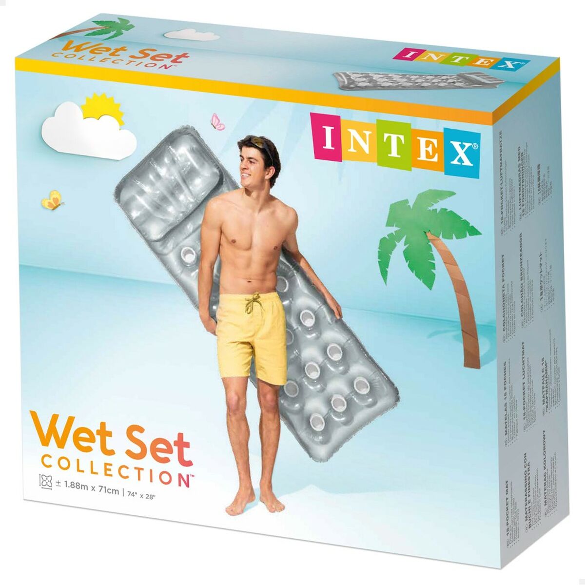 Colchoneta Hinchable Intex 18 Vasos Plateado 188 x 30 x 71 cm