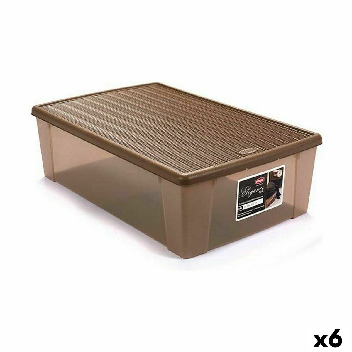 Caja de Almacenaje con Tapa Stefanplast Elegance Beige Plástico (6 Unidades)