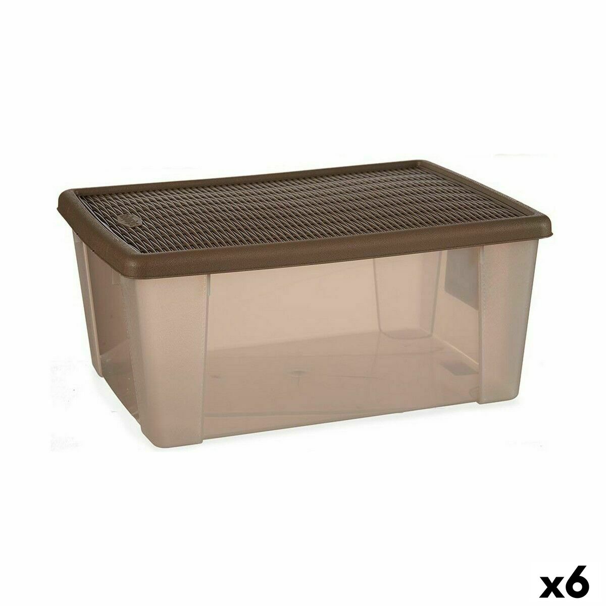 Caja de Almacenaje con Tapa Stefanplast Elegance Marrón Translúcido Marrón claro Plástico (6 Unidades)