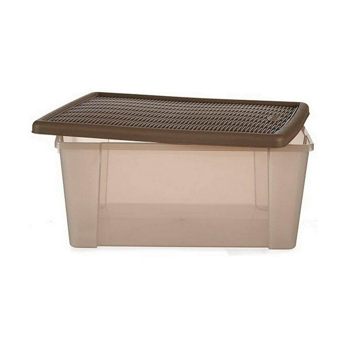 Caja de Almacenaje con Tapa Stefanplast Elegance Marrón Translúcido Marrón claro Plástico (6 Unidades)